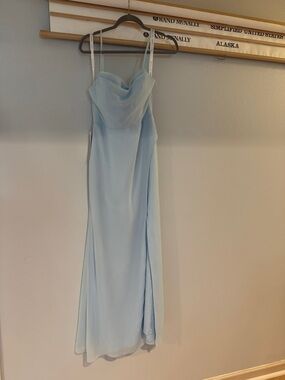 Azazie  Blue Cowl-Neck Maxi Dress
